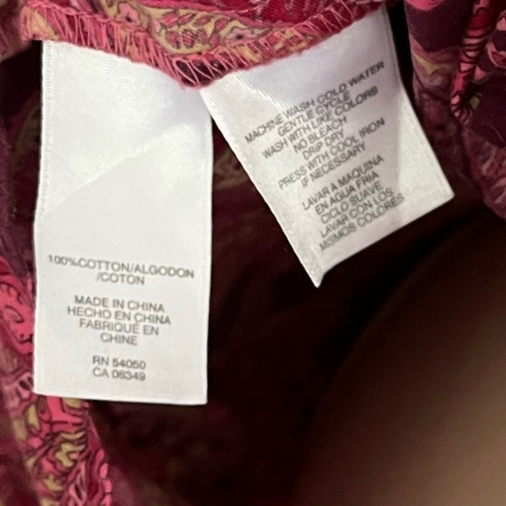 Jones New York Signature Woman Button Down Blouse 2X Pink Paisley Pattern Shirt - Picture 6 of 15